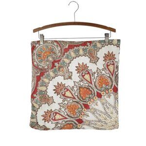 Pottery Barn Valencia Ikat Paisley Cotton Linen Throw Pillow Cover Tan Orange